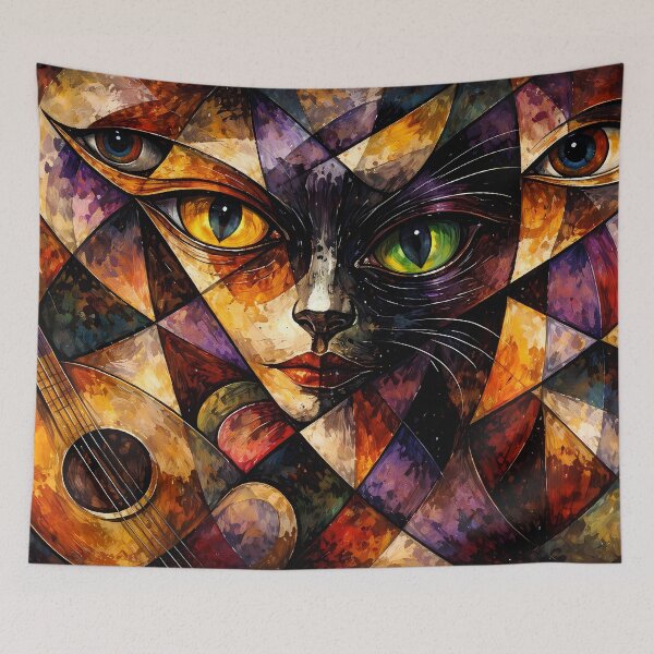 Item preview, Abstract Cat with Guitar designed and sold by cuprum.