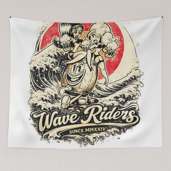 Item preview, Waifu Wave Riders Retro Surf  designed and sold by ANIKO STORE.