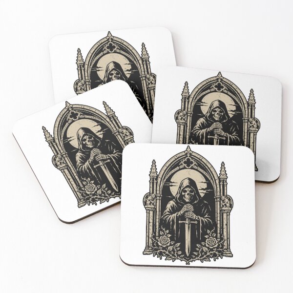 Item preview, Gothic Reaper Cathedral Screen Print | Dark Medieval Skeleton Art designed and sold by Weasel Graphix.