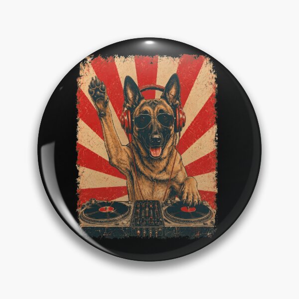 Item preview, Vintage DJ Belgian Malinois With Headphones Art Dog Owner designed and sold by DoodleTortle.