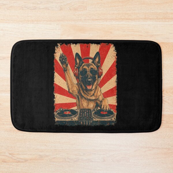 Item preview, Vintage DJ Belgian Malinois With Headphones Art Dog Owner designed and sold by DoodleTortle.