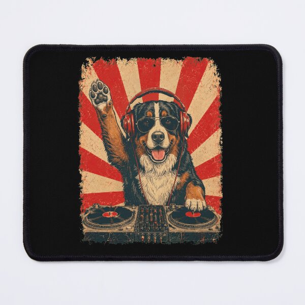 Item preview, Vintage DJ Bernese Mountain Dog With Headphones Art Dog Owner designed and sold by DoodleTortle.
