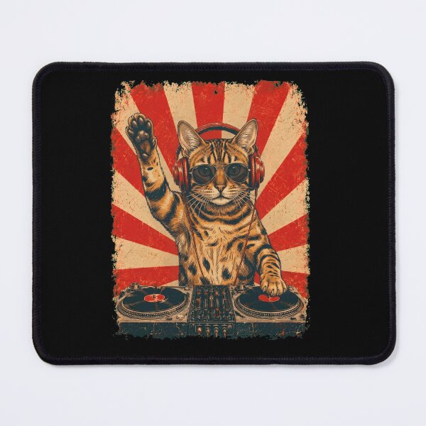 Item preview, Vintage DJ Bengal With Headphones Art Cat Owner designed and sold by DoodleTortle.