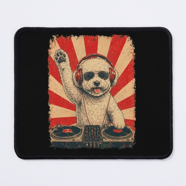 Item preview, Vintage DJ Bichon Frise With Headphones Art Dog Owner designed and sold by DoodleTortle.