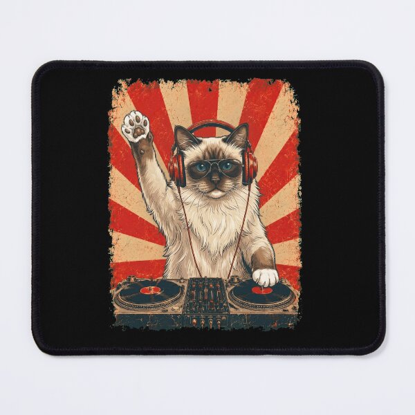 Item preview, Vintage DJ Birman With Headphones Art Cat Owner designed and sold by DoodleTortle.