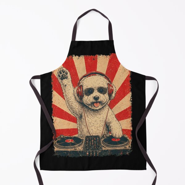 Item preview, Vintage DJ Bichon Frise With Headphones Art Dog Owner designed and sold by DoodleTortle.