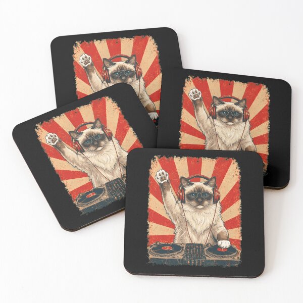 Item preview, Vintage DJ Birman With Headphones Art Cat Owner designed and sold by DoodleTortle.