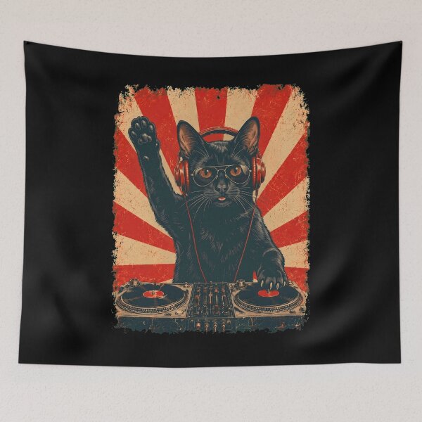 Item preview, Vintage DJ Bombay With Headphones Art Cat Owner designed and sold by DoodleTortle.