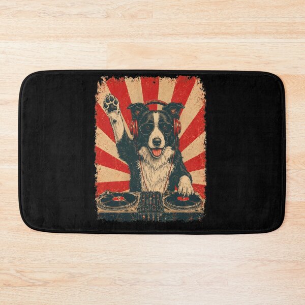 Item preview, Vintage DJ Border Collie With Headphones Art Dog Owner designed and sold by DoodleTortle.