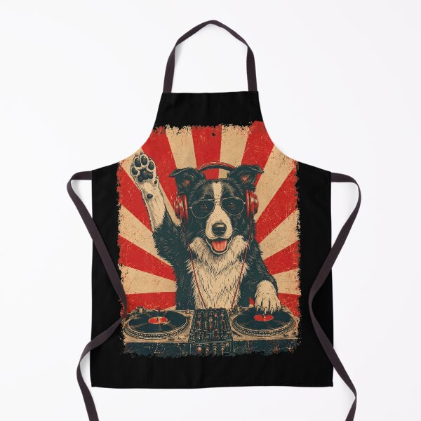 Item preview, Vintage DJ Border Collie With Headphones Art Dog Owner designed and sold by DoodleTortle.