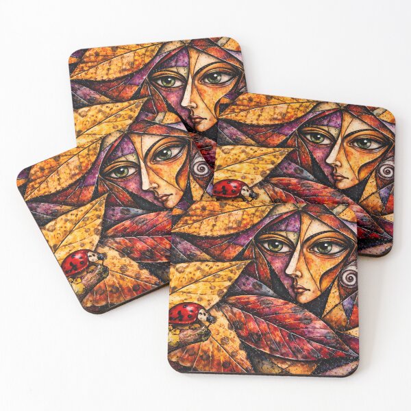 Item preview, Autumn Ladybug and Leaf Collage designed and sold by cuprum.