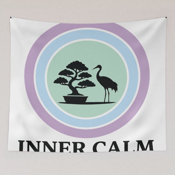 Item preview, Inner Calm - Bonsai Tree & Crane Zen Circle designed and sold by ArcApparel2020.