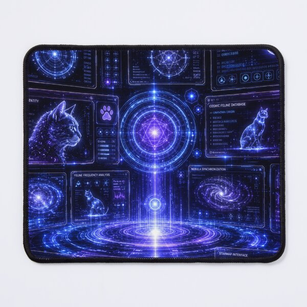 Item preview, Celestial Hologram Cat Interface Cyber Dreamscape designed and sold by Mindworx21.