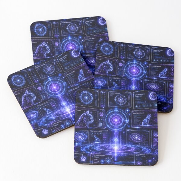 Item preview, Celestial Hologram Cat Interface Cyber Dreamscape designed and sold by Mindworx21.