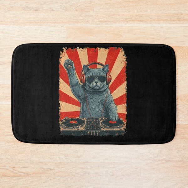 Item preview, Vintage DJ British Shorthair With Headphones Art Cat Owner designed and sold by DoodleTortle.