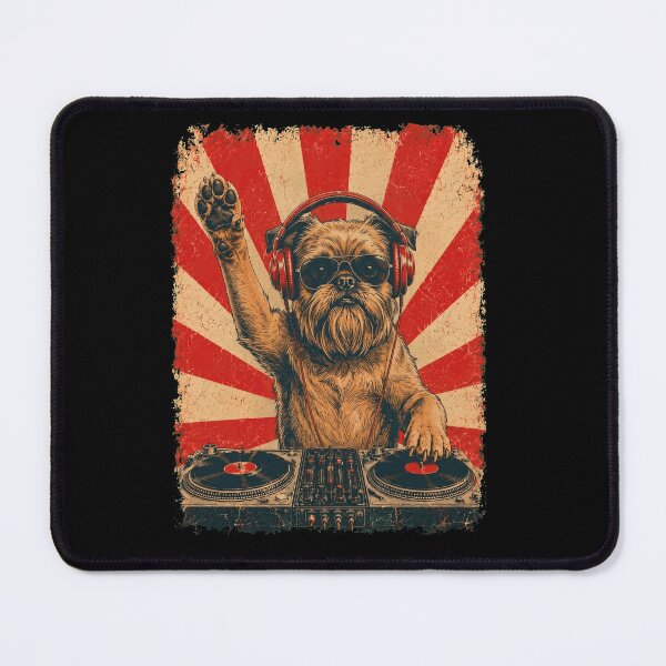 Item preview, Vintage DJ Brussels Griffon With Headphones Art Dog Owner designed and sold by DoodleTortle.