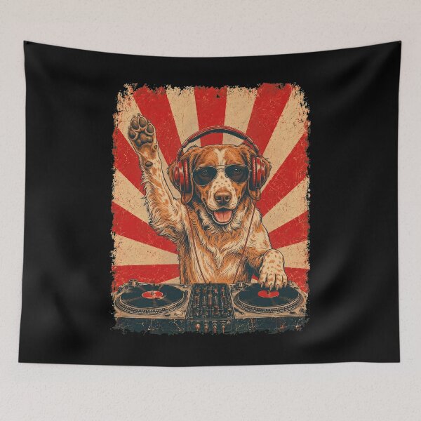 Item preview, Vintage DJ Brittany With Headphones Art Dog Owner designed and sold by DoodleTortle.