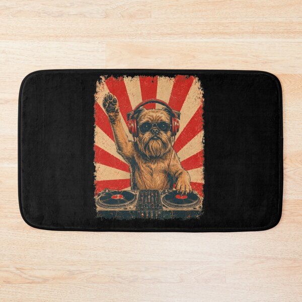 Item preview, Vintage DJ Brussels Griffon With Headphones Art Dog Owner designed and sold by DoodleTortle.