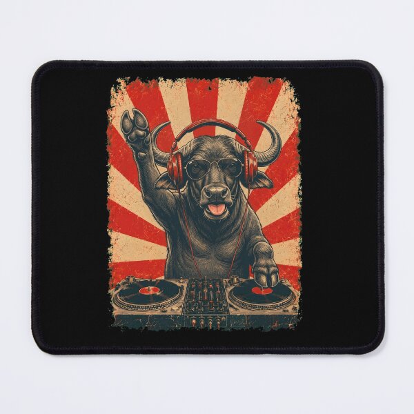 Item preview, Vintage DJ Buffalo With Headphones Art Animal Lover designed and sold by DoodleTortle.