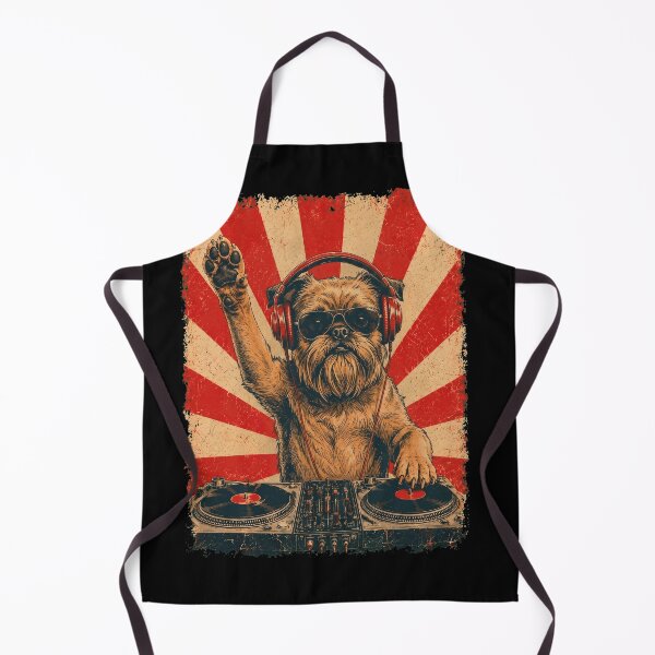 Item preview, Vintage DJ Brussels Griffon With Headphones Art Dog Owner designed and sold by DoodleTortle.