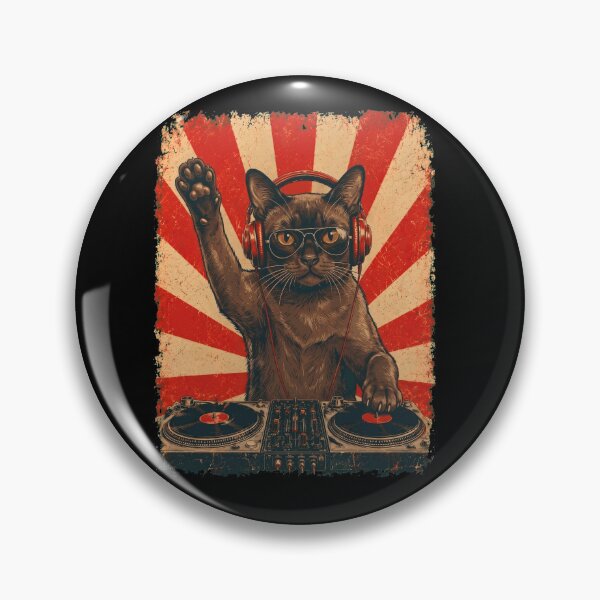 Item preview, Vintage DJ Burmese With Headphones Art Cat Owner designed and sold by DoodleTortle.