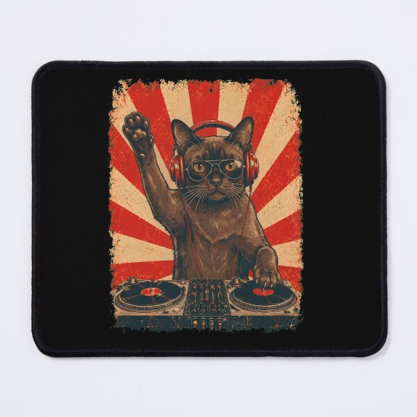 Item preview, Vintage DJ Burmese With Headphones Art Cat Owner designed and sold by DoodleTortle.