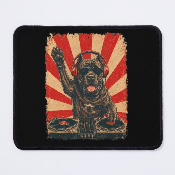 Item preview, Vintage DJ Cane Corso With Headphones Art Dog Owner designed and sold by DoodleTortle.