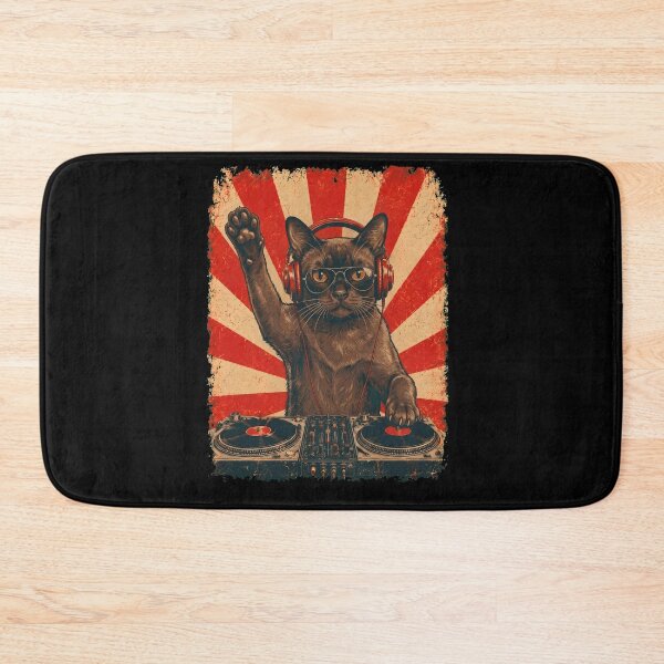 Item preview, Vintage DJ Burmese With Headphones Art Cat Owner designed and sold by DoodleTortle.