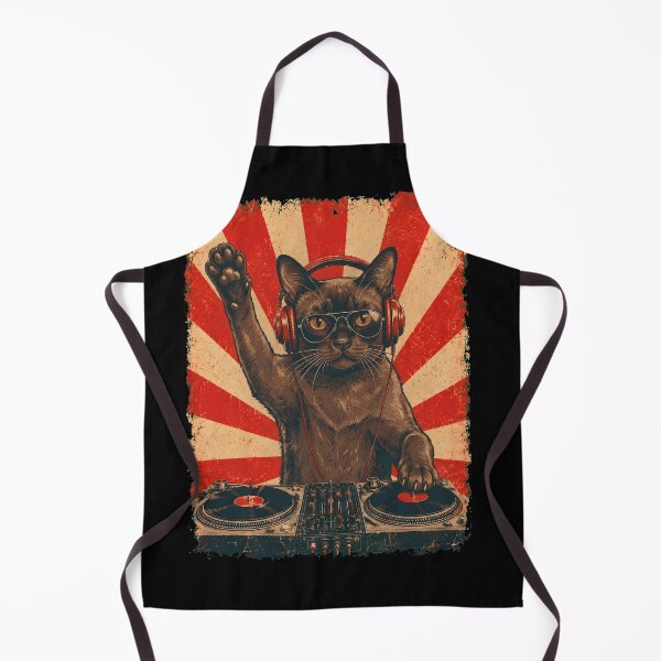 Item preview, Vintage DJ Burmese With Headphones Art Cat Owner designed and sold by DoodleTortle.