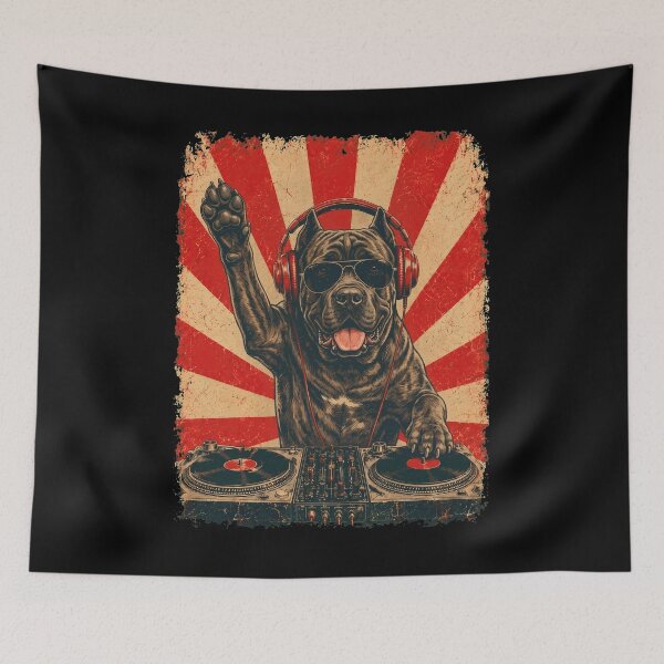 Item preview, Vintage DJ Cane Corso With Headphones Art Dog Owner designed and sold by DoodleTortle.