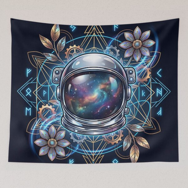Item preview, Cosmic Astronaut Sacred Geometry Runic Art designed and sold by Kavin786.