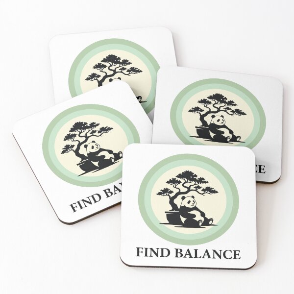 Item preview, Find Balance - Peaceful Panda & Bonsai Nature Silhouette designed and sold by ArcApparel2020.