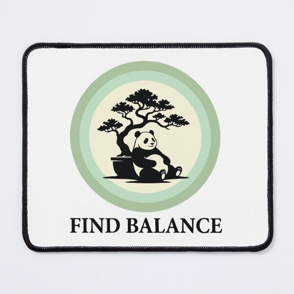 Item preview, Find Balance - Peaceful Panda & Bonsai Nature Silhouette designed and sold by ArcApparel2020.