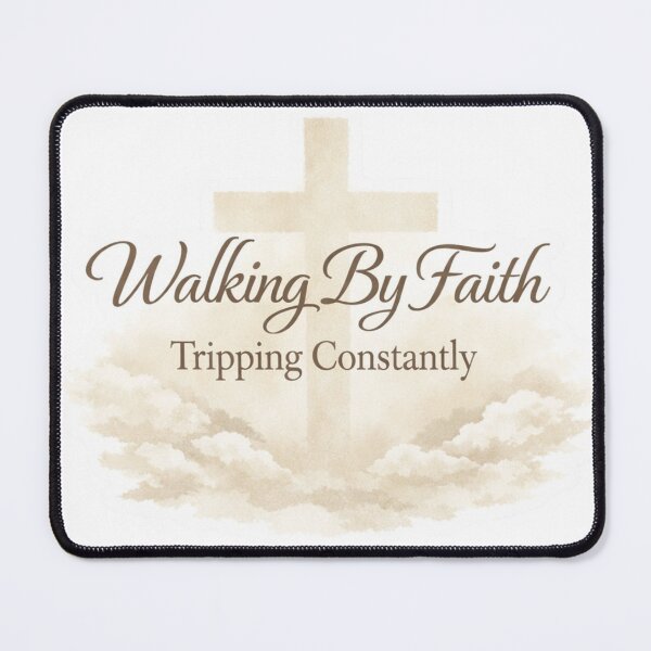 Item preview, Walking By Faith Tripping Constantly – Christian Faith Sticker with Cross designed and sold by MerchlyMike.