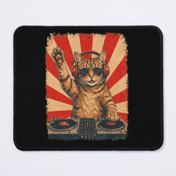 Item preview, Vintage DJ Cat With Headphones Art Animal Lover designed and sold by DoodleTortle.