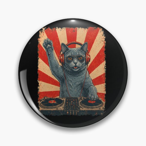 Item preview, Vintage DJ Chartreux With Headphones Art Cat Owner designed and sold by DoodleTortle.