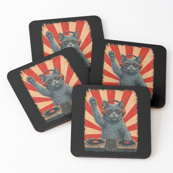 Item preview, Vintage DJ Chartreux With Headphones Art Cat Owner designed and sold by DoodleTortle.