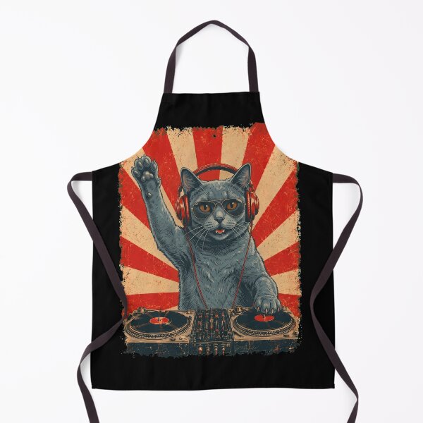 Item preview, Vintage DJ Chartreux With Headphones Art Cat Owner designed and sold by DoodleTortle.