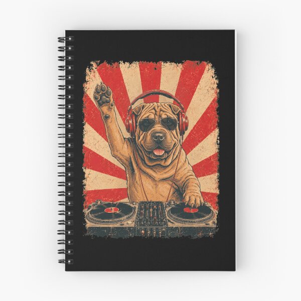 Item preview, Vintage DJ Chinese Shar Pei With Headphones Art Dog Owner designed and sold by DoodleTortle.