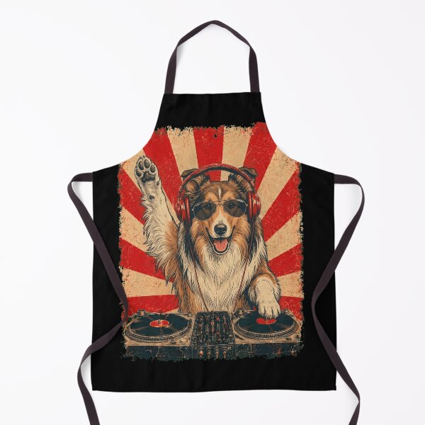 Item preview, Vintage DJ Collie With Headphones Art Dog Owner designed and sold by DoodleTortle.