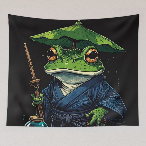 Item preview, Japanese Samurai Frog Fantasy Wizard Art designed and sold by Kavin786.