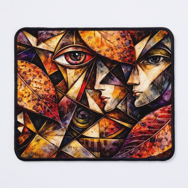 Item preview, Abstract Faces with Autumn Leaves designed and sold by cuprum.