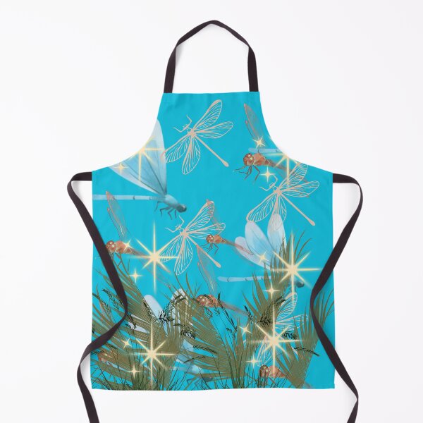 Item preview, Dragonfly Sparkle Teal Blue Grass Botanical Nature Art Print designed and sold by Extremeallie.