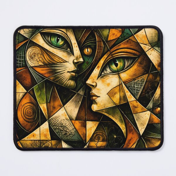 Item preview, Cubist Feline and Human Faces designed and sold by cuprum.