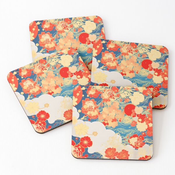 Item preview, Seamless pattern with colorful flowers Japanese fabric designs designed and sold by anydesign01.