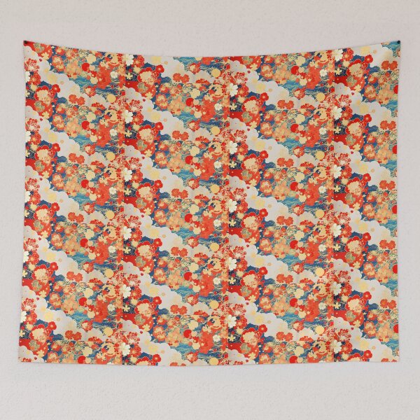 Item preview, Seamless pattern with colorful flowers Japanese fabric designs designed and sold by anydesign01.