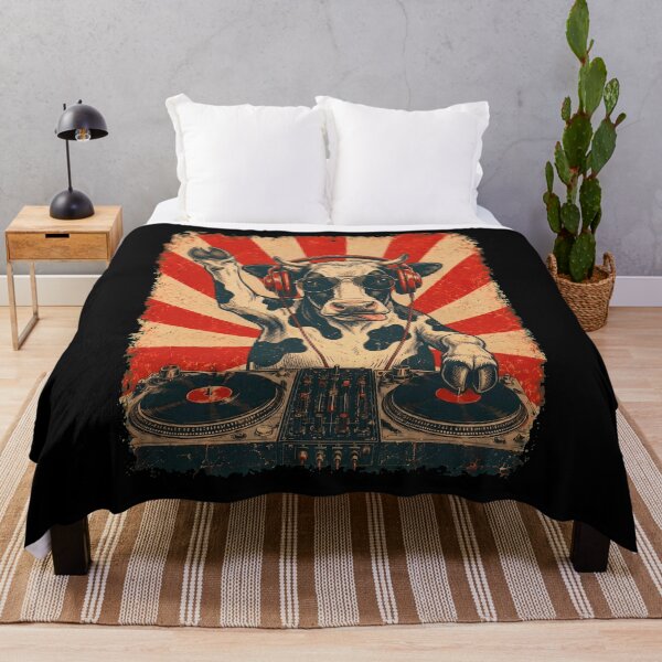 Item preview, Vintage DJ Cow With Headphones Art Animal Lover designed and sold by DoodleTortle.