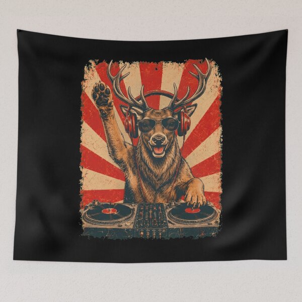 Item preview, Vintage DJ Deer With Headphones Art Animal Lover designed and sold by DoodleTortle.