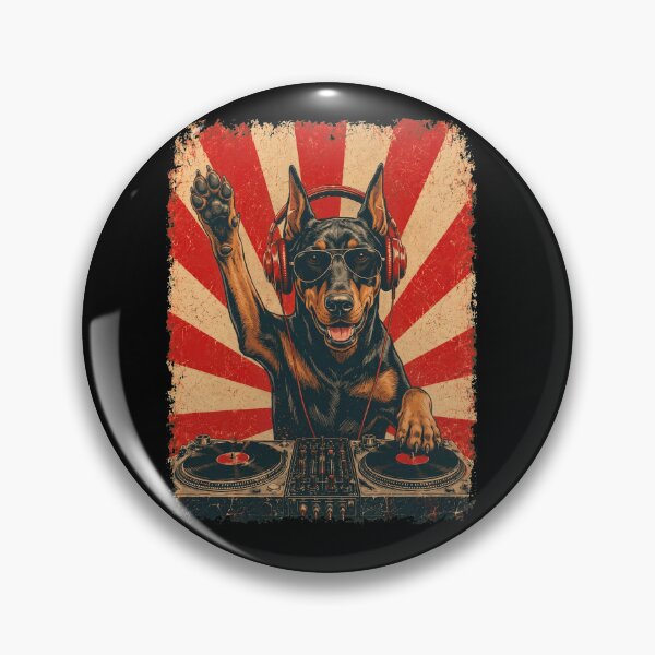 Item preview, Vintage DJ Doberman Pinscher With Headphones Art Dog Owner designed and sold by DoodleTortle.