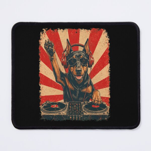 Item preview, Vintage DJ Doberman Pinscher With Headphones Art Dog Owner designed and sold by DoodleTortle.